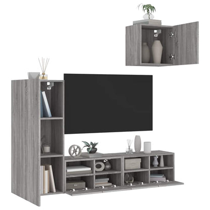4 Piece TV Wall Units Grey Sonoma Engineered Wood