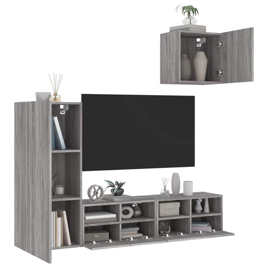 4 Piece TV Wall Units Grey Sonoma Engineered Wood