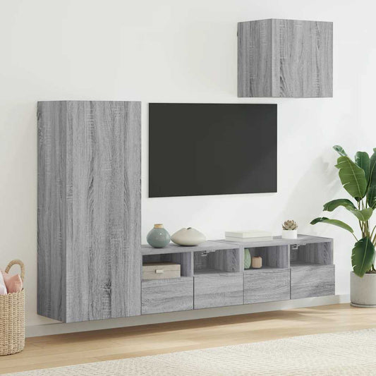 4 Piece TV Wall Units Grey Sonoma Engineered Wood