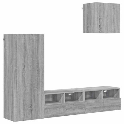4 Piece TV Wall Units Grey Sonoma Engineered Wood