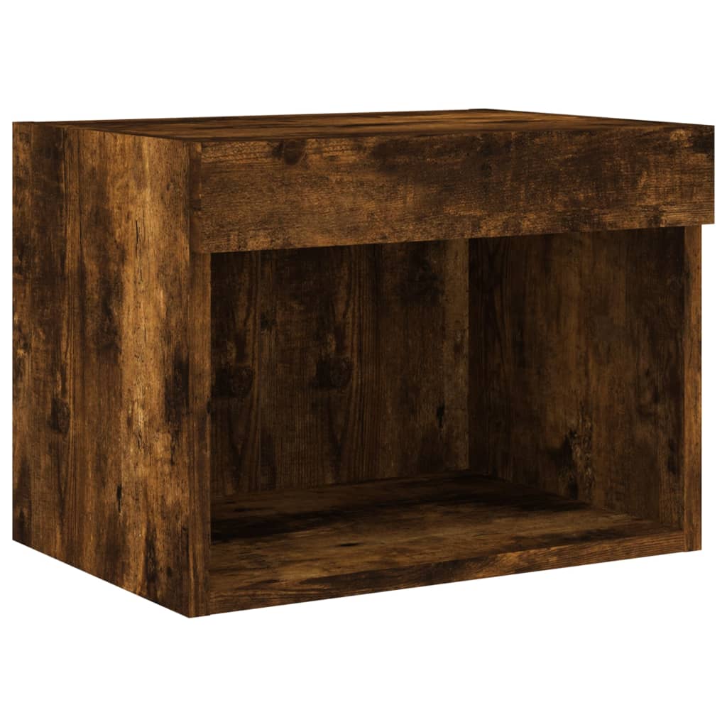 4 Piece TV Wall Cabinets with LED Lights Smoked Oak