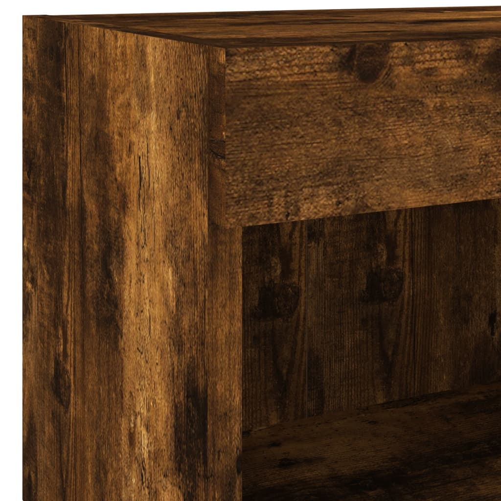 4 Piece TV Wall Cabinets with LED Lights Smoked Oak