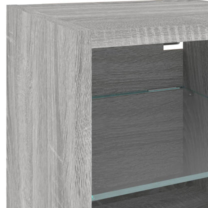 7 Piece TV Wall Units with LED Grey Sonoma Engineered Wood