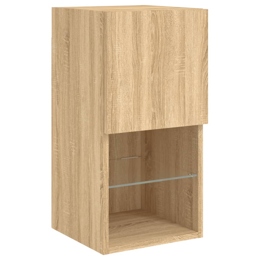 8 Piece TV Wall Units with LED Sonoma Oak Engineered Wood
