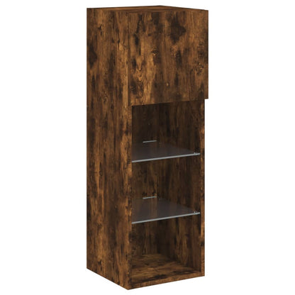 5 Piece TV Wall Units with LED Smoked Oak Engineered Wood