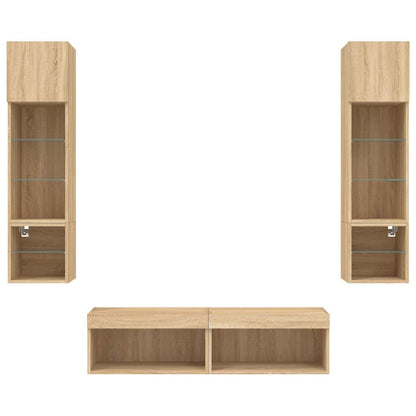 6 Piece TV Wall Units with LED Sonoma Oak Engineered Wood