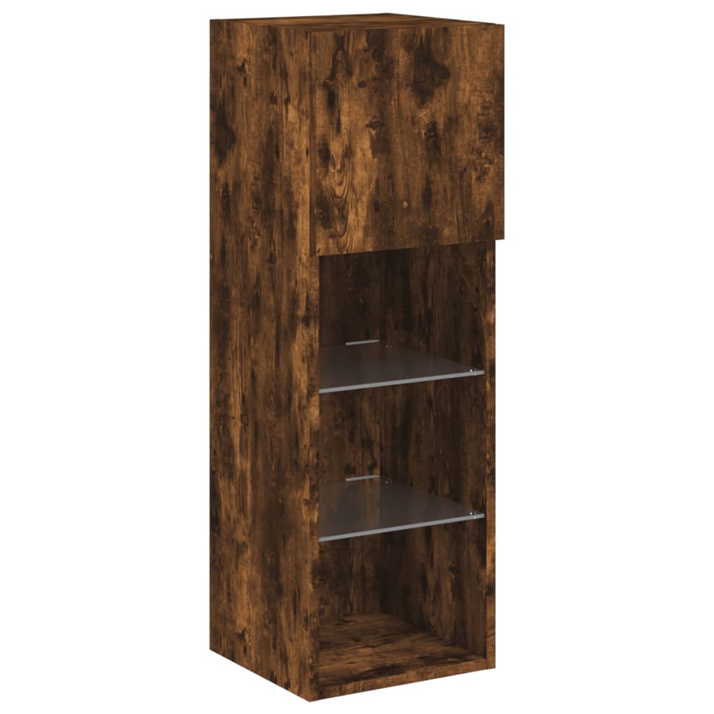 6 Piece TV Wall Units with LED Smoked Oak Engineered Wood