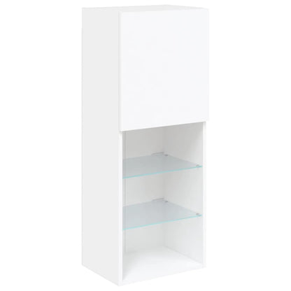 4 Piece TV Wall Units with LED White Engineered Wood