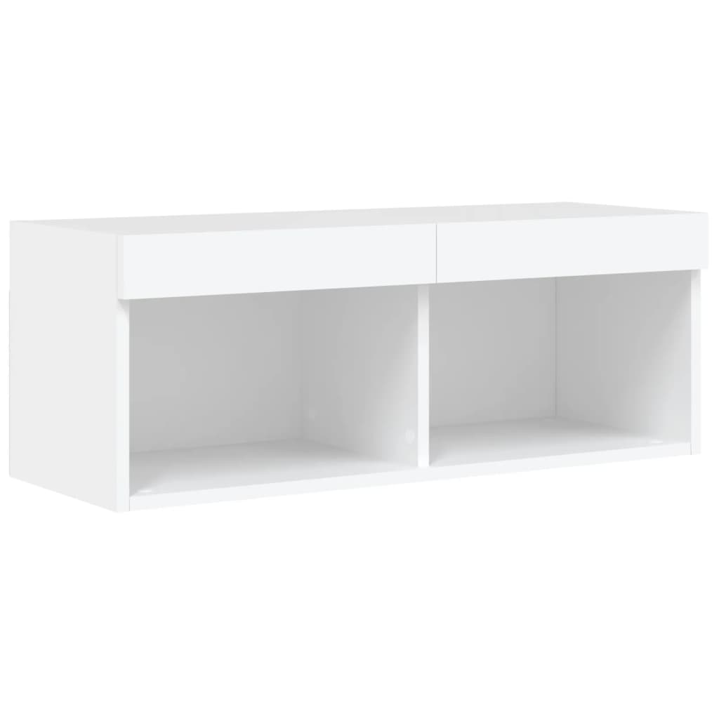 4 Piece TV Wall Units with LED White Engineered Wood