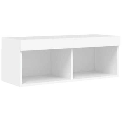 4 Piece TV Wall Units with LED White Engineered Wood