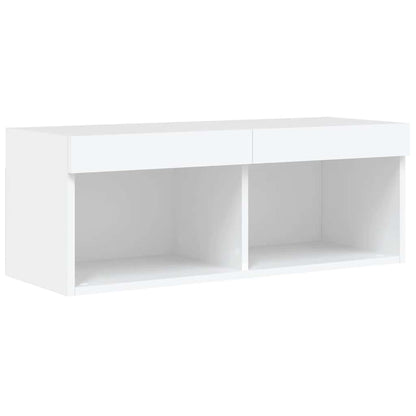 4 Piece TV Wall Units with LED White Engineered Wood