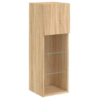 4 Piece TV Wall Units with LED Sonoma Oak Engineered Wood