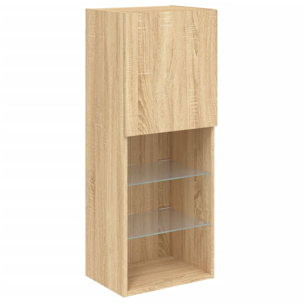 4 Piece TV Wall Units with LED Sonoma Oak Engineered Wood