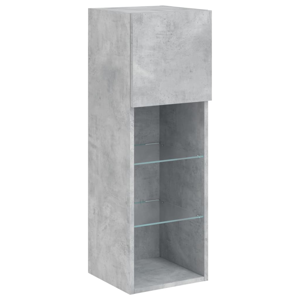 4 Piece TV Wall Units with LED Concrete Grey Engineered Wood