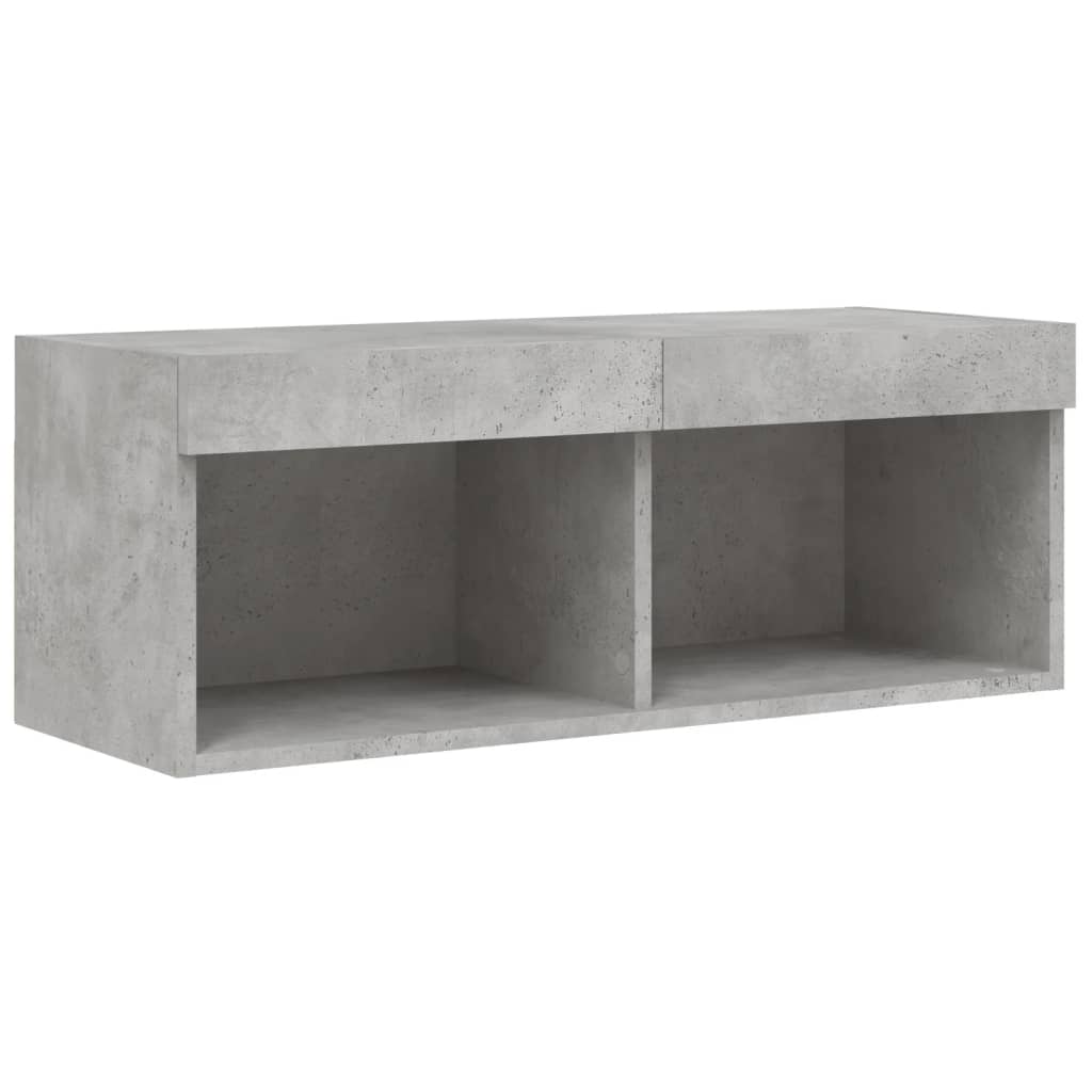 4 Piece TV Wall Units with LED Concrete Grey Engineered Wood