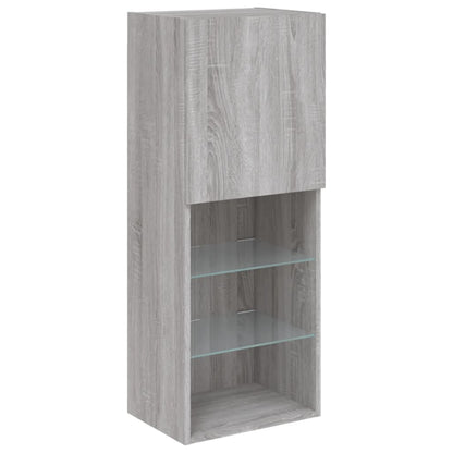 4 Piece TV Wall Units with LED Grey Sonoma Engineered Wood