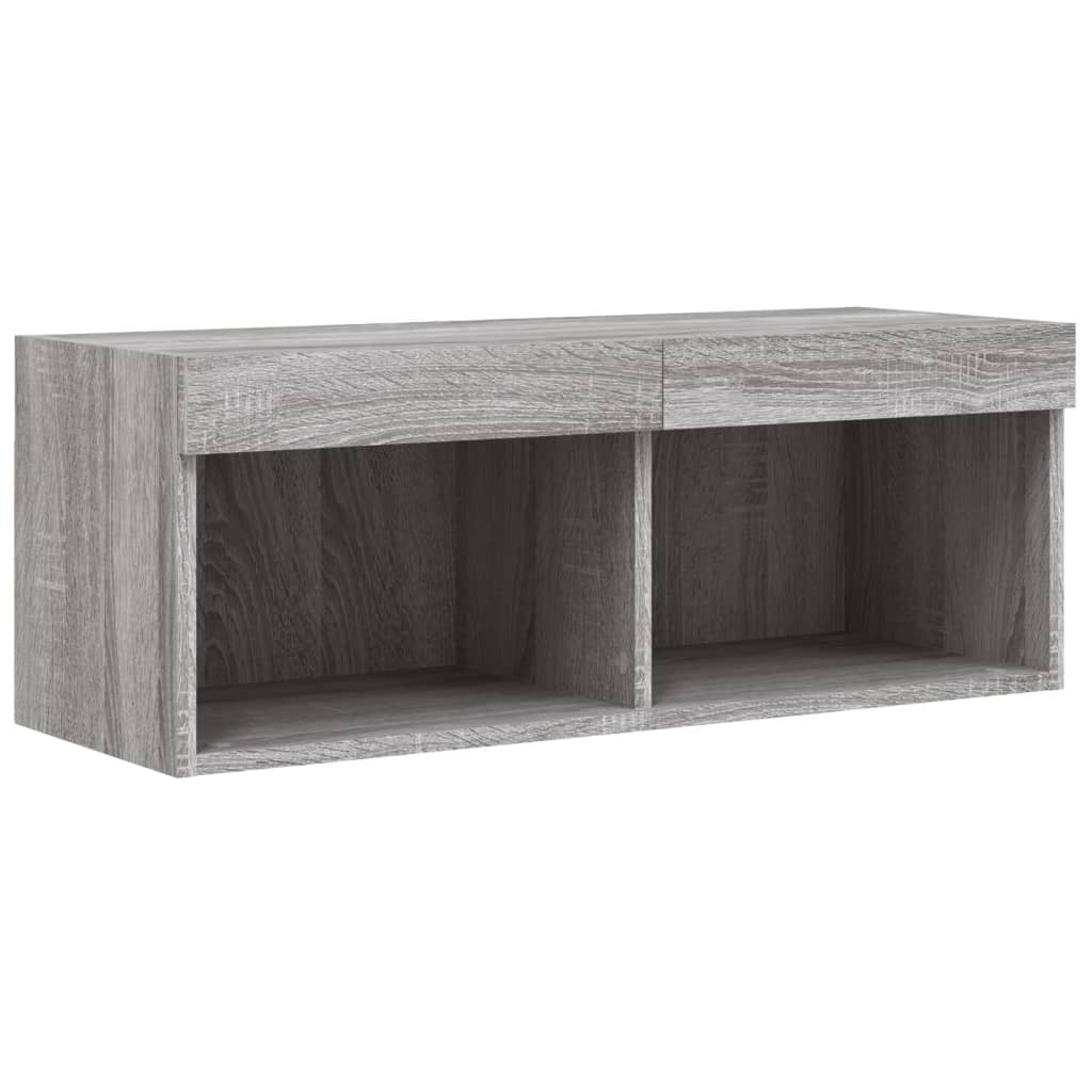 4 Piece TV Wall Units with LED Grey Sonoma Engineered Wood