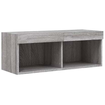 4 Piece TV Wall Units with LED Grey Sonoma Engineered Wood