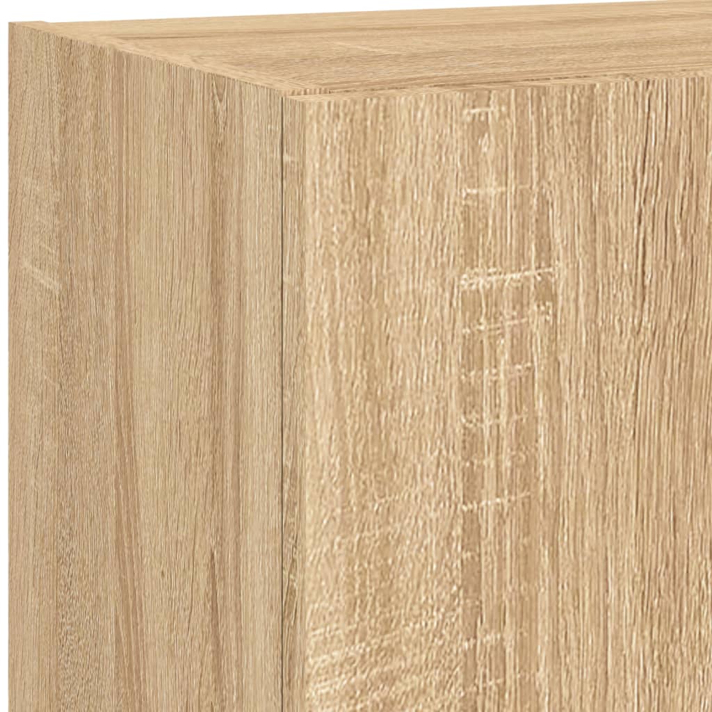 4 Piece TV Wall Units with LED Sonoma Oak Engineered Wood