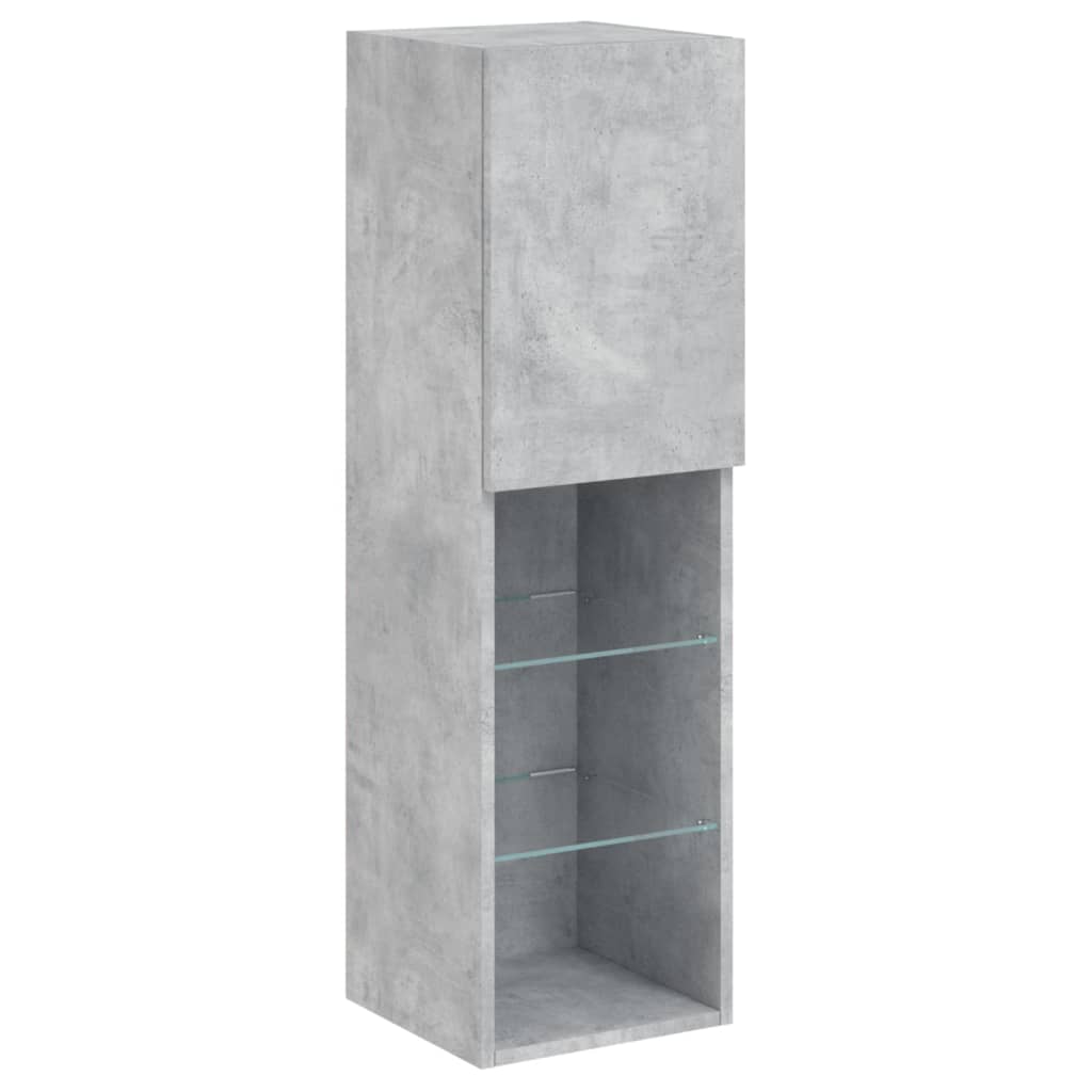 4 Piece TV Wall Units with LED Concrete Grey Engineered Wood