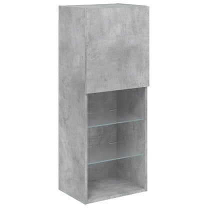 4 Piece TV Wall Units with LED Concrete Grey Engineered Wood