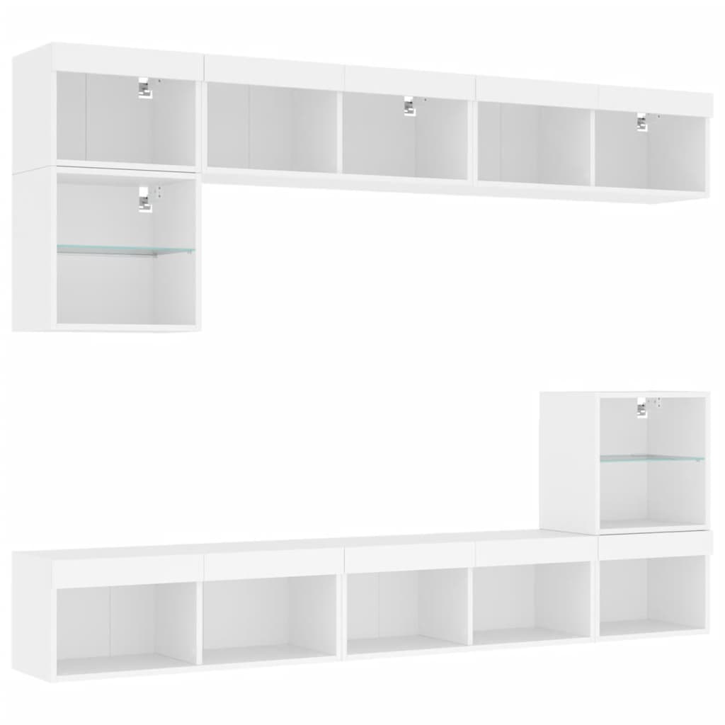 TV Wall Unit | White | Engineered wood and glass | Large | TV Wall Unit