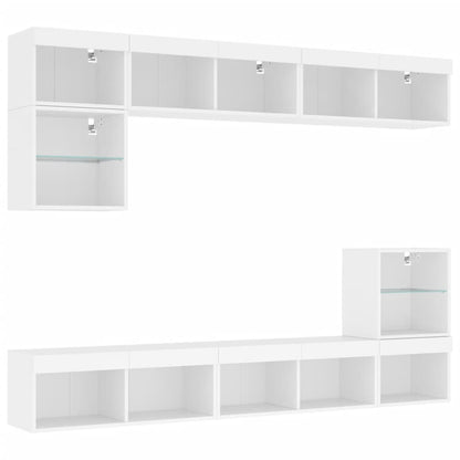 TV Wall Unit | White | Engineered wood and glass | Large | TV Wall Unit