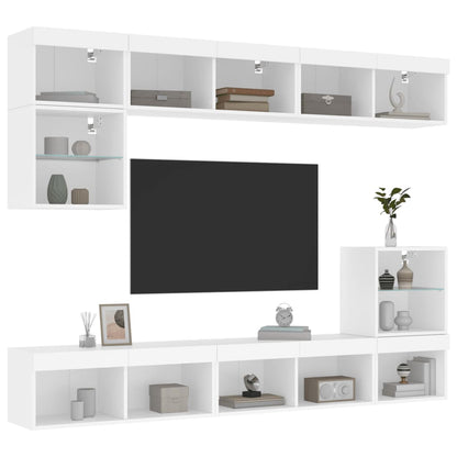 TV Wall Unit | White | Engineered wood and glass | Large | TV Wall Unit