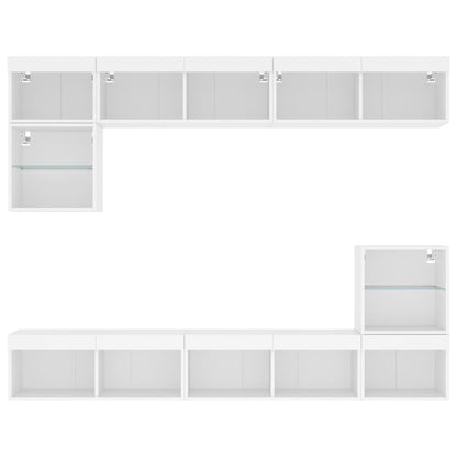 TV Wall Unit | White | Engineered wood and glass | Large | TV Wall Unit