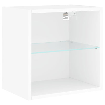 8 Piece TV Wall Units with LED White Engineered Wood