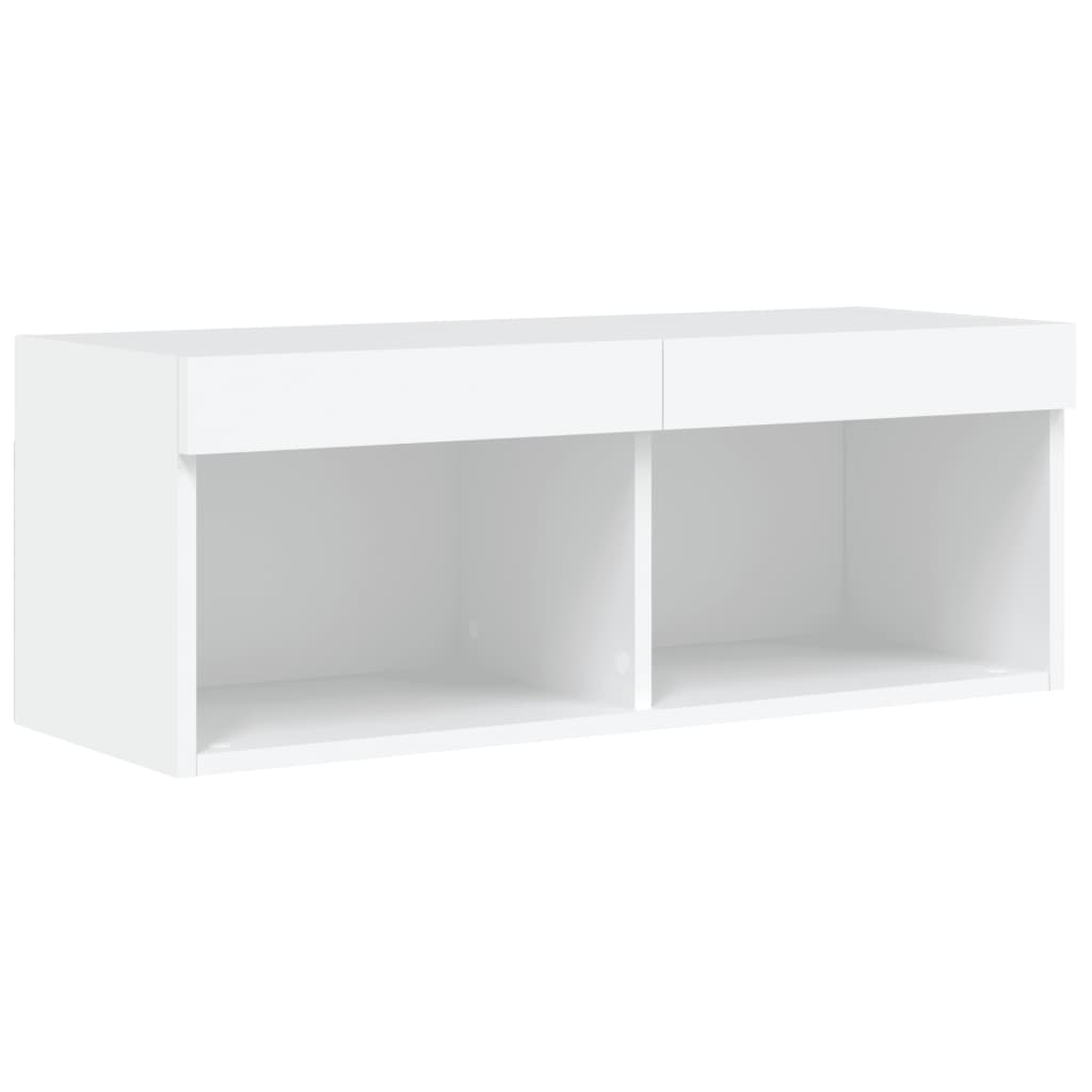 TV Wall Unit | White | Engineered wood and glass | Large | TV Wall Unit