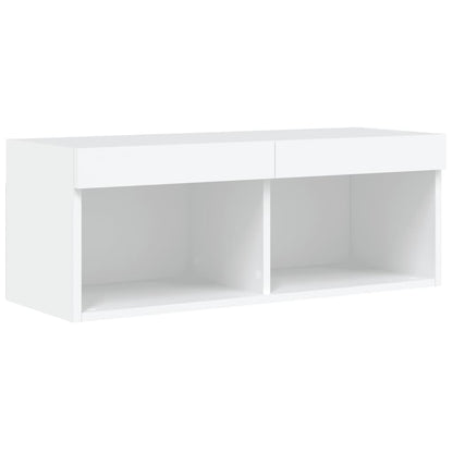 TV Wall Unit | White | Engineered wood and glass | Large | TV Wall Unit