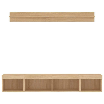 5 Piece TV Wall Units with LED Sonoma Oak Engineered Wood