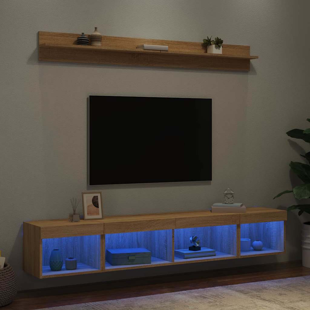 5 Piece TV Wall Units with LED Sonoma Oak Engineered Wood