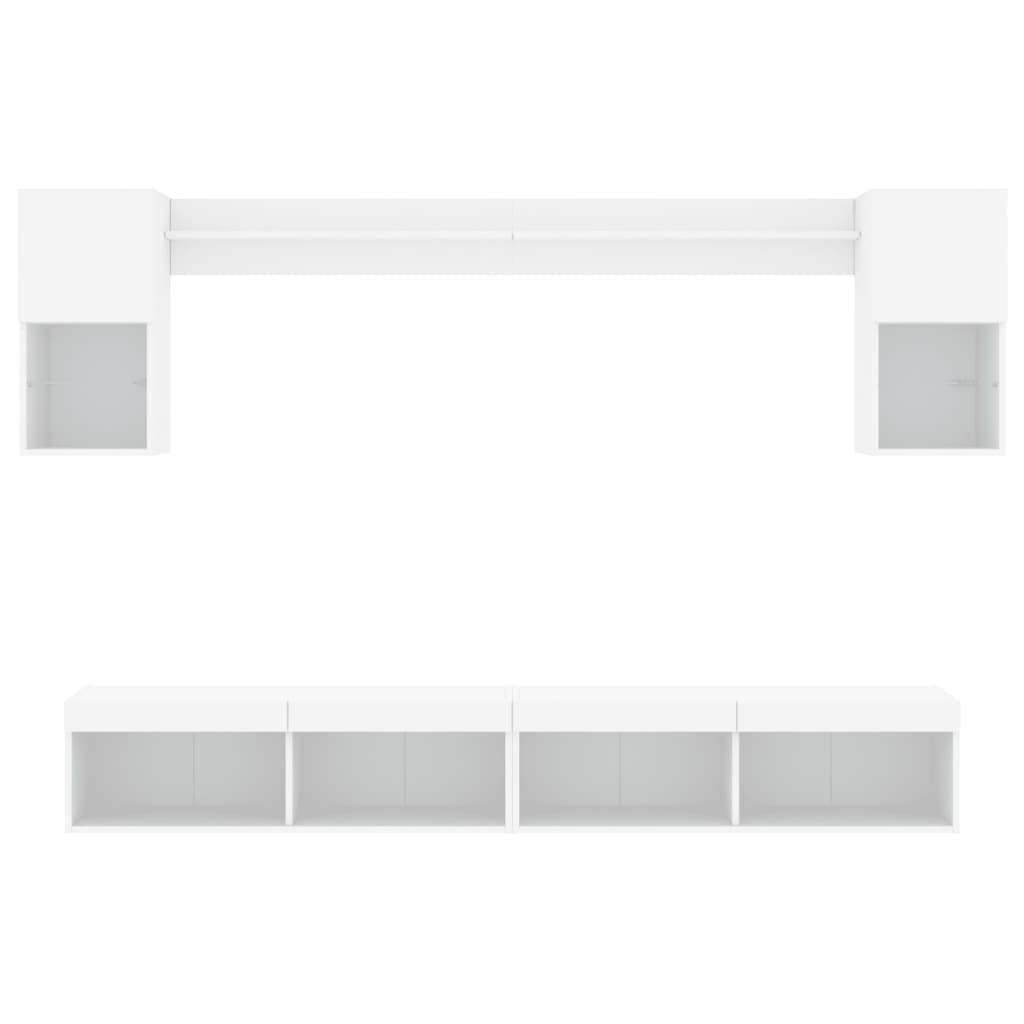 6 Piece TV Wall Units with LED White Engineered Wood
