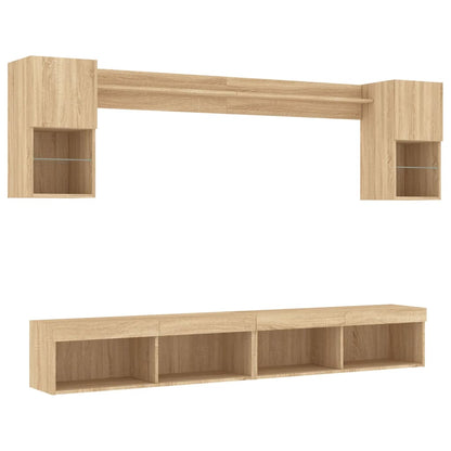 6 Piece TV Wall Units with LED Sonoma Oak Engineered Wood