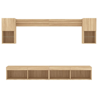 6 Piece TV Wall Units with LED Sonoma Oak Engineered Wood