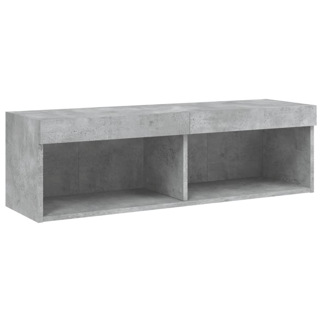 6 Piece TV Wall Units with LED Concrete Grey Engineered Wood