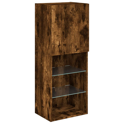 5 Piece TV Wall Units with LED Smoked Oak Engineered Wood