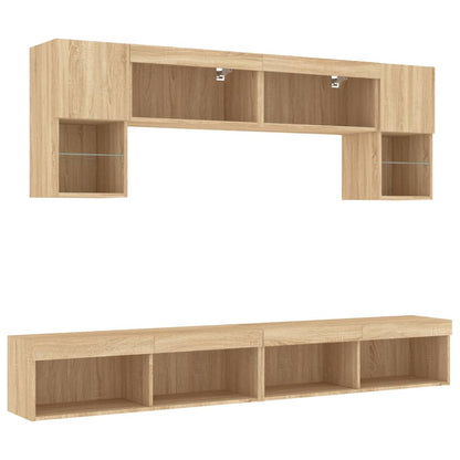6 Piece TV Wall Units with LED Sonoma Oak Engineered Wood