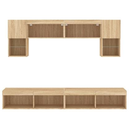 6 Piece TV Wall Units with LED Sonoma Oak Engineered Wood