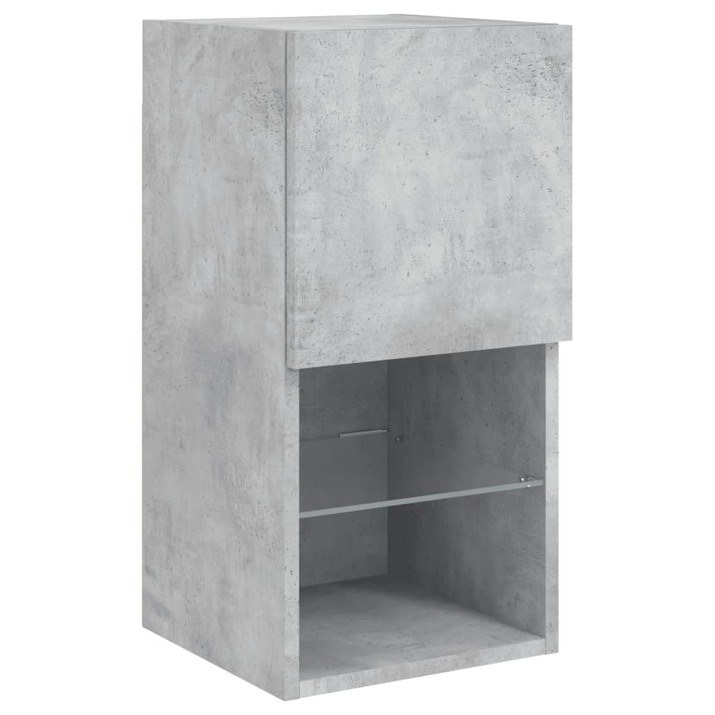 6 Piece TV Wall Units with LED Concrete Grey Engineered Wood