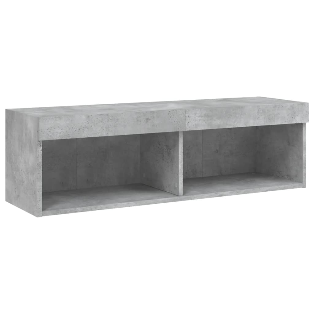 6 Piece TV Wall Units with LED Concrete Grey Engineered Wood
