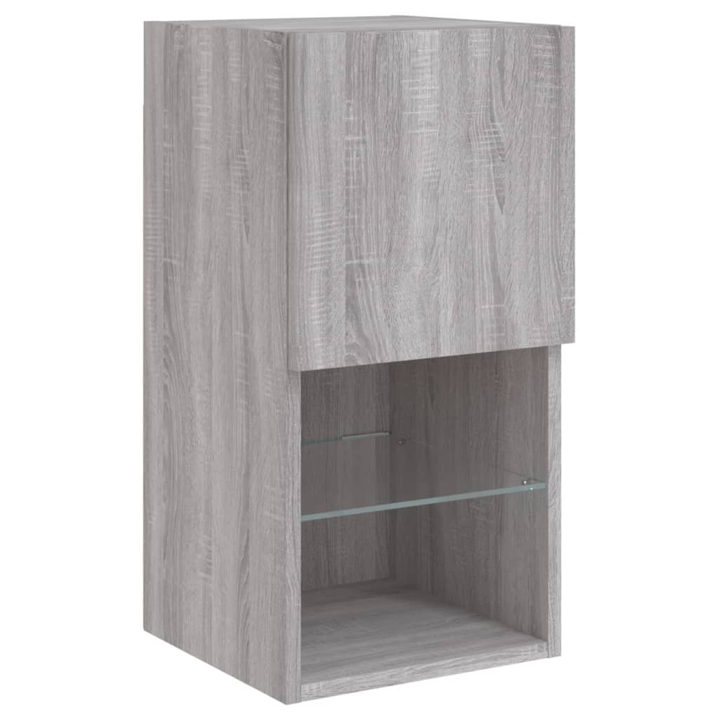 6 Piece TV Wall Units with LED Grey Sonoma Engineered Wood