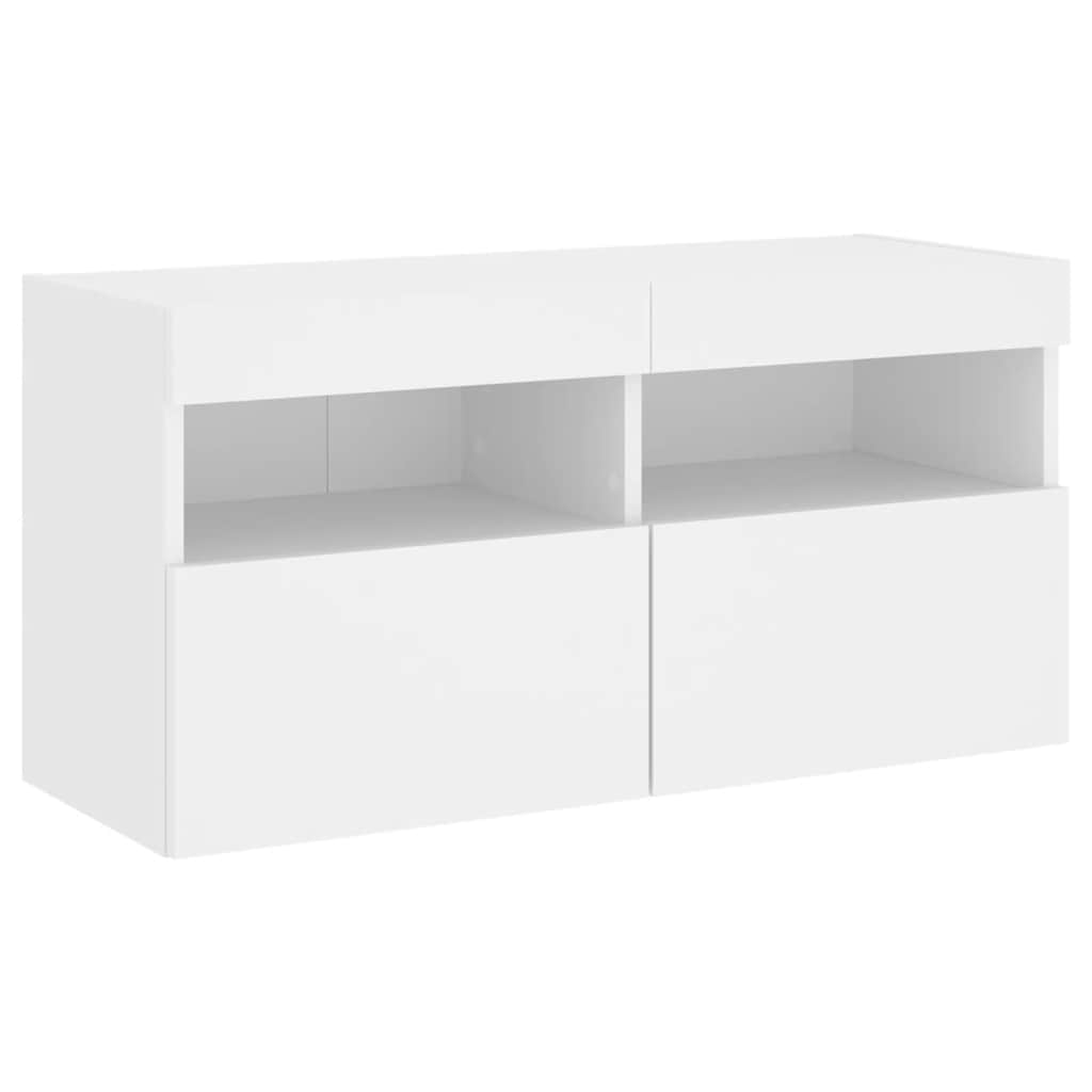 4 Piece TV Wall Units with LED White Engineered Wood
