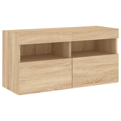 4 Piece TV Wall Units with LED Sonoma Oak Engineered Wood