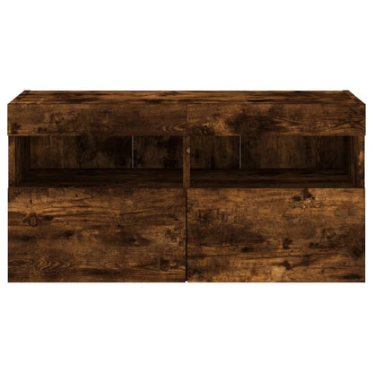 4 Piece TV Wall Units with LED Smoked Oak Engineered Wood