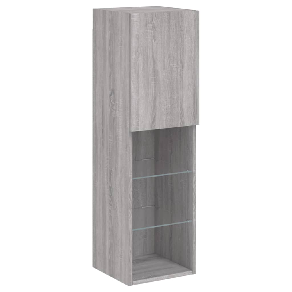 4 Piece TV Wall Units with LED Grey Sonoma Engineered Wood