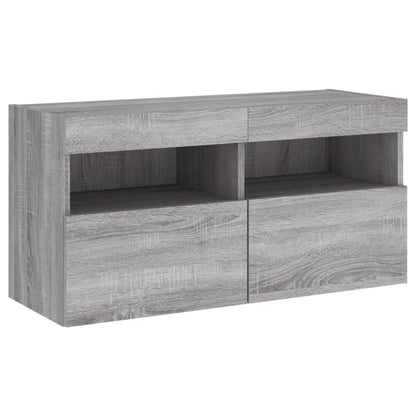 4 Piece TV Wall Units with LED Grey Sonoma Engineered Wood