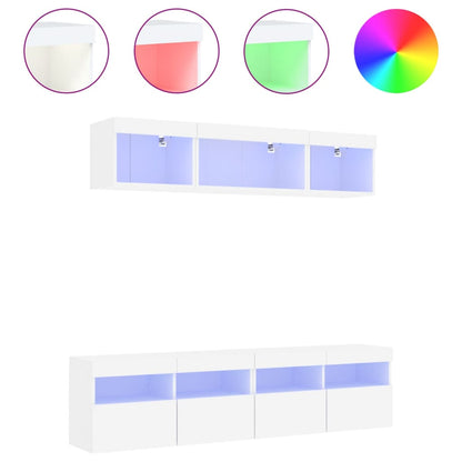 5 Piece TV Wall Units with LED White Engineered Wood